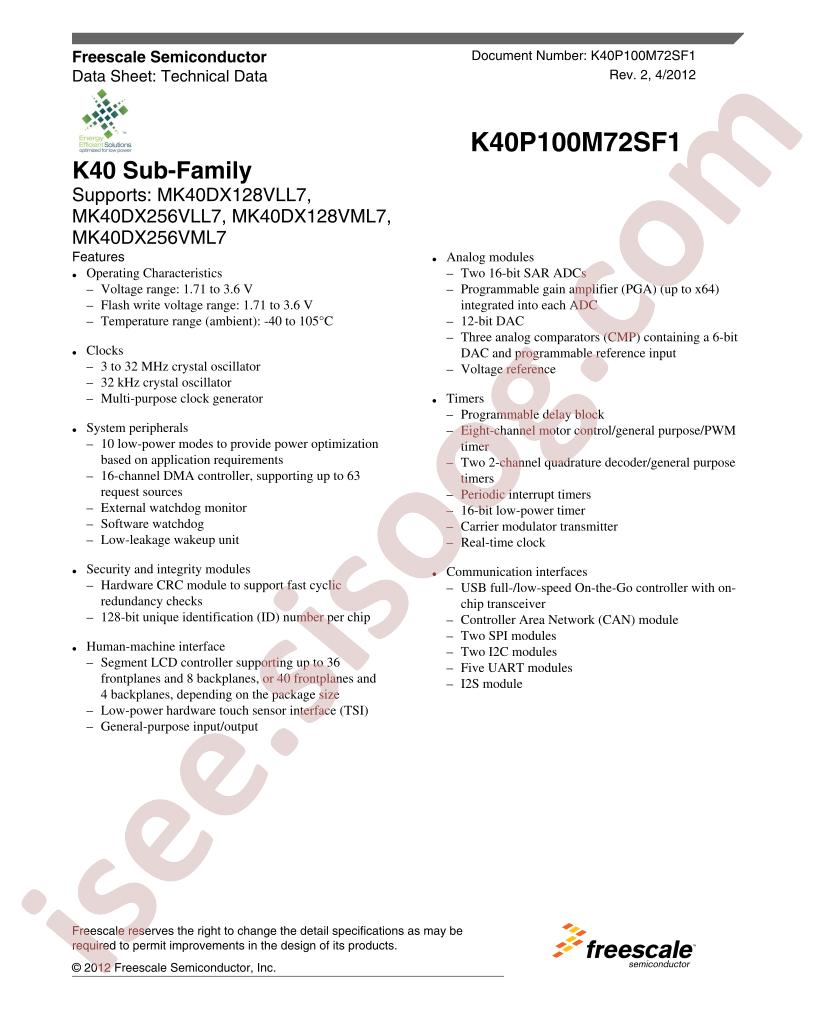 K40_LL/ML7 Datasheet