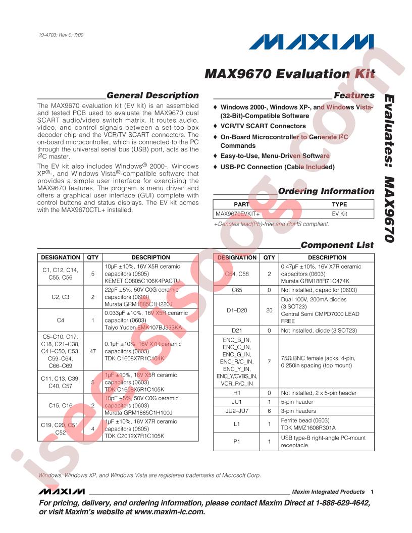 MAX9670 Eval Kit