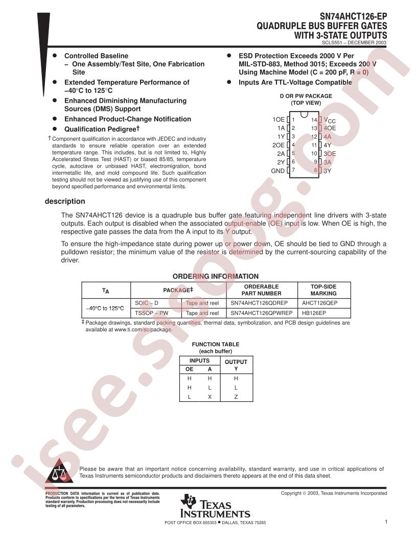 SN74AHCT126-EP