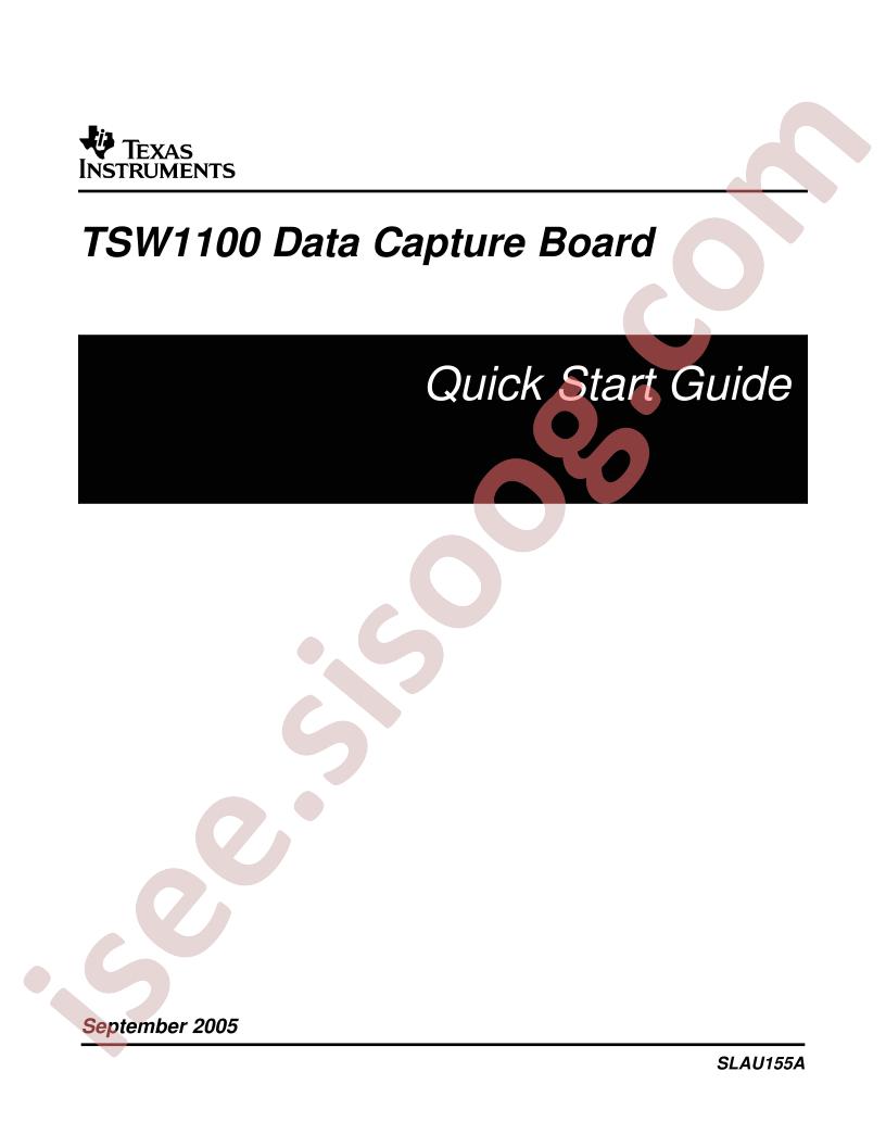 TSW1100 QS Guide