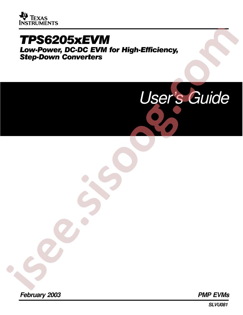 TPS6205xEVM Users Guide