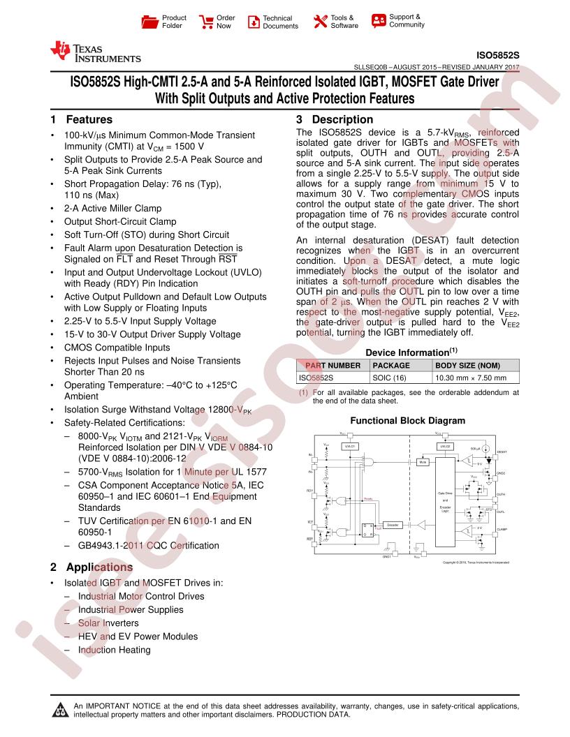 ISO5852S Datasheet