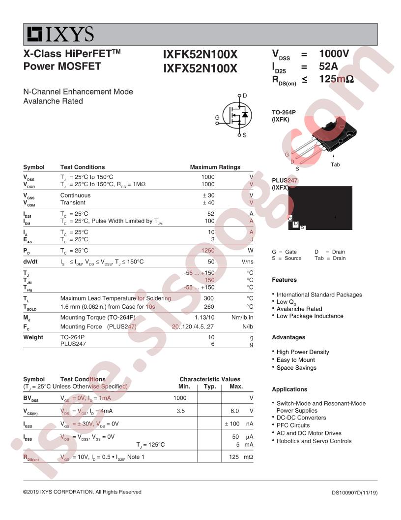 IXF(K,X)52N100X Datasheet Prelim~