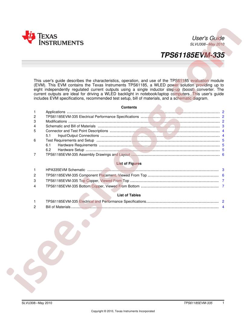 TPS61185EVM-335 User Guide