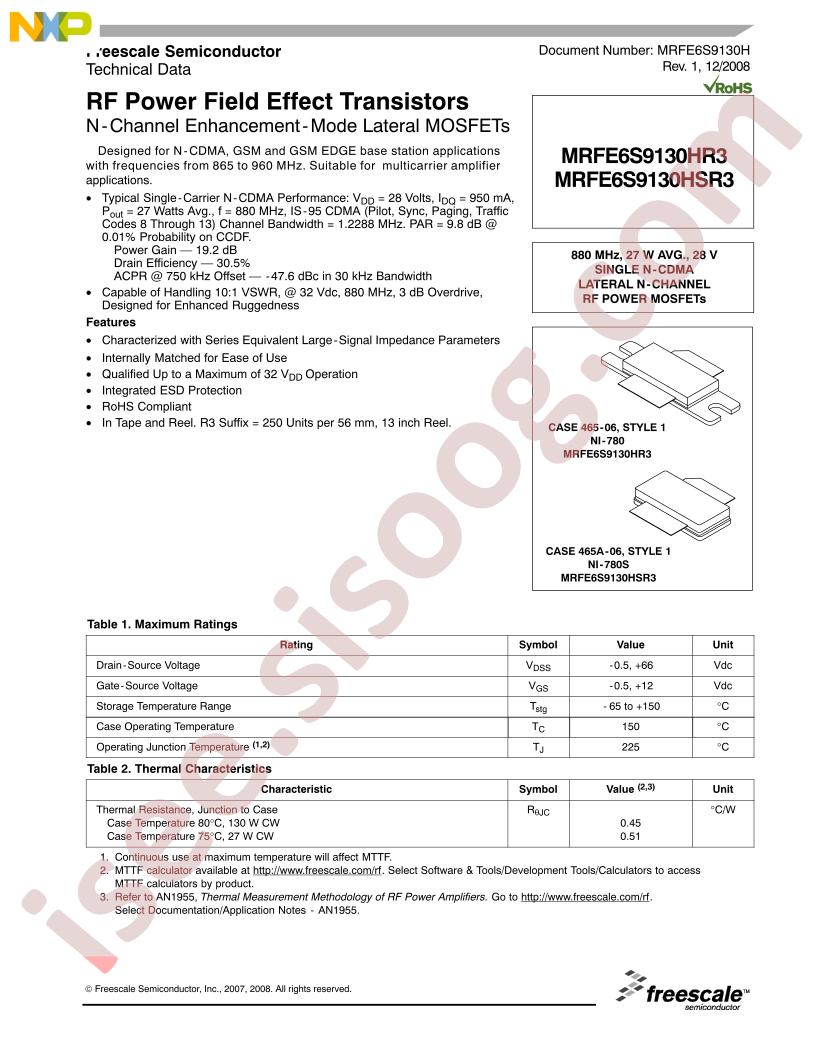 MRFE6S9130HR3/HSR3