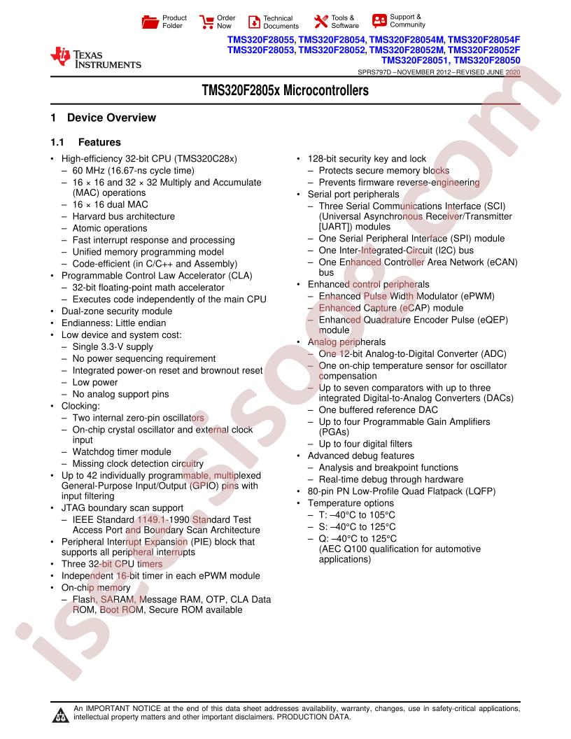 TMS320F2805x DataSheet