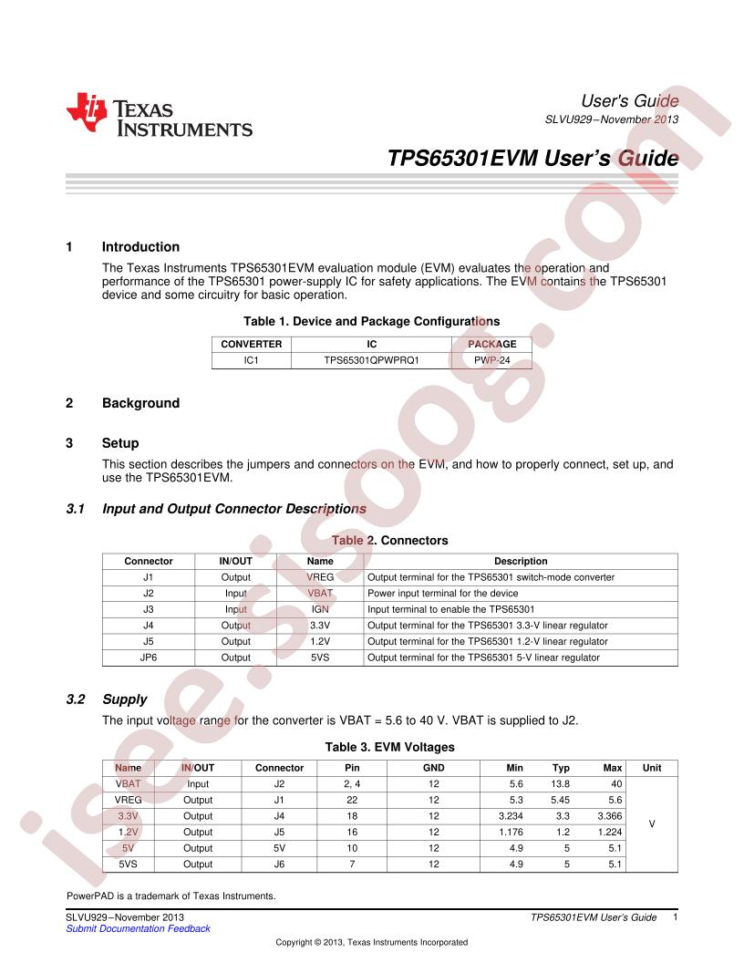 TPS65301EVM User Guide