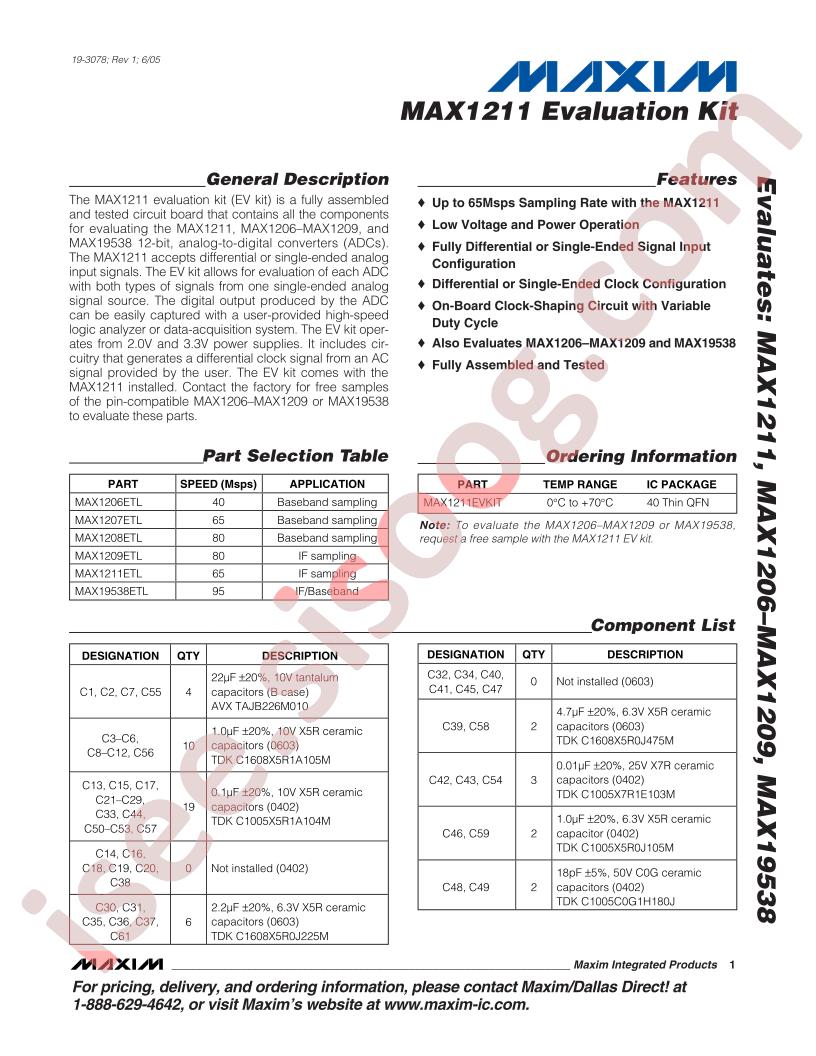 MAX1211 Eval Kit