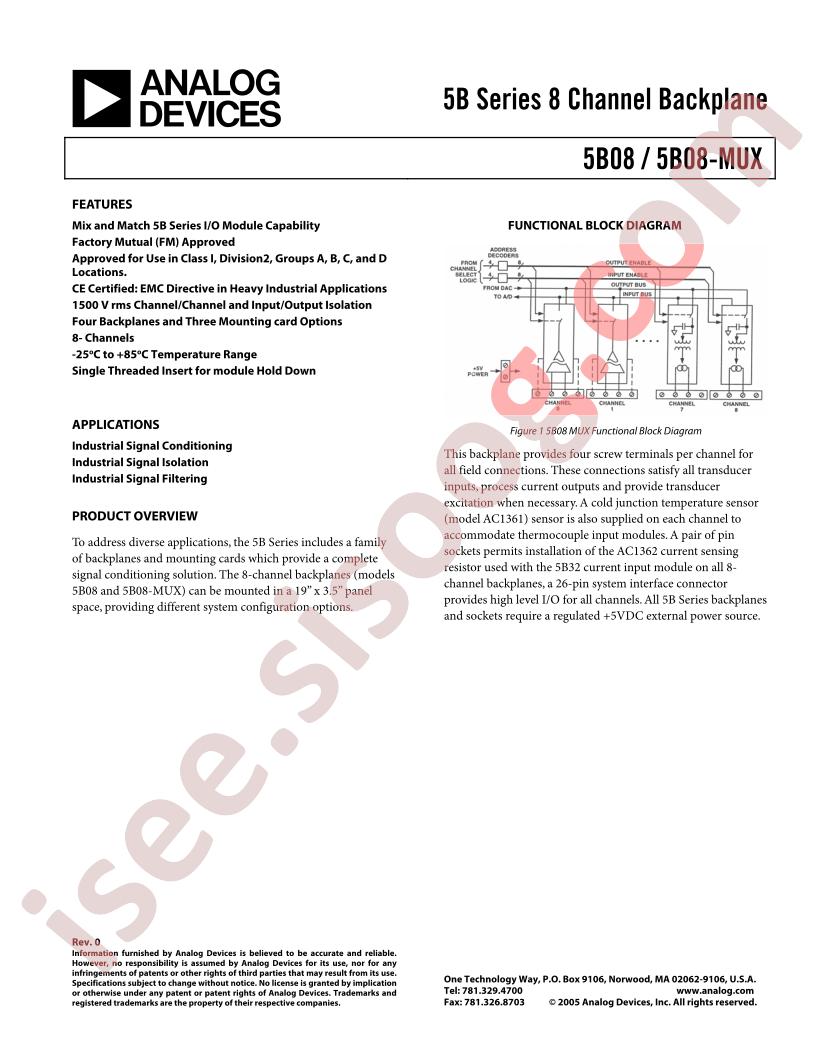 5B08, 5B08-MUX Datasheet