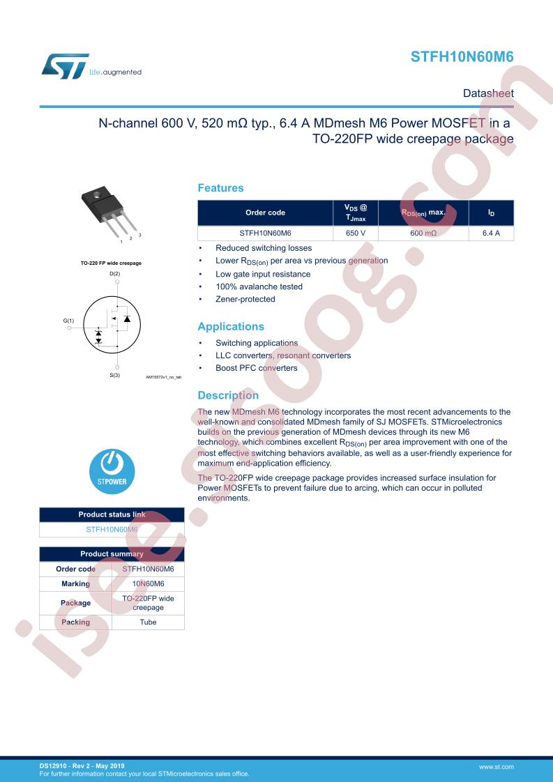 STFH10N60M6