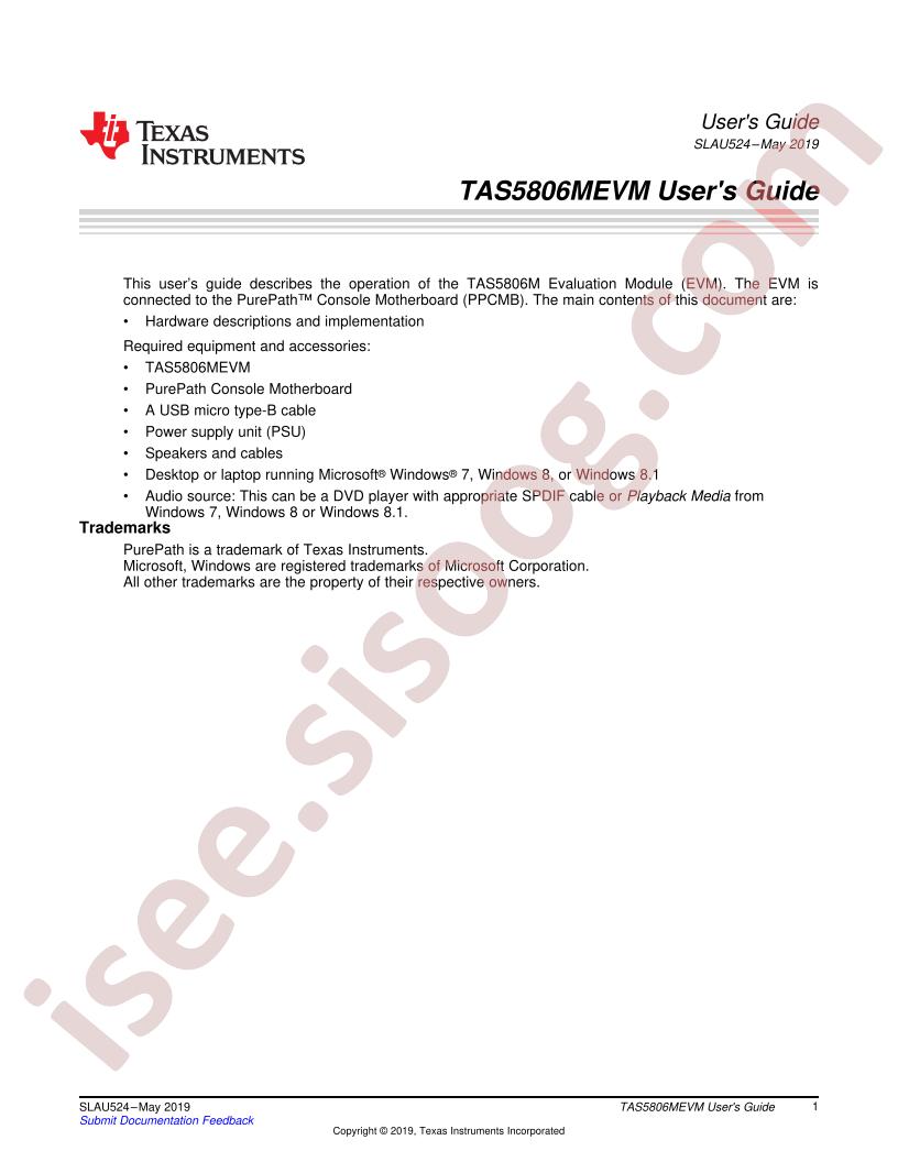 TAS5806MEVM User Guide