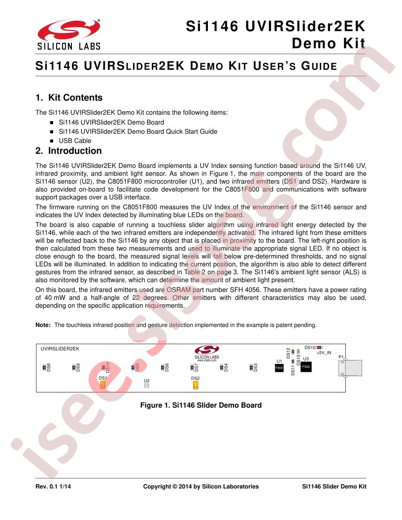 UVIRSlider2EK Demo Kit Guide