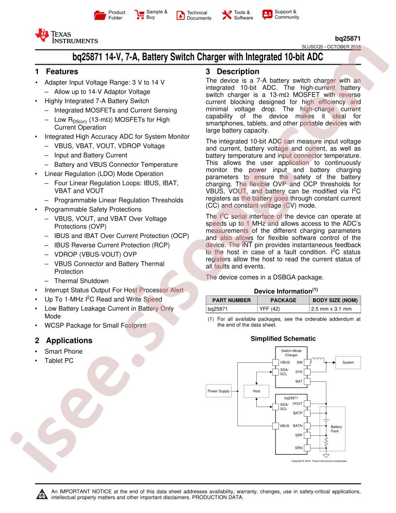 BQ25871 Datasheet
