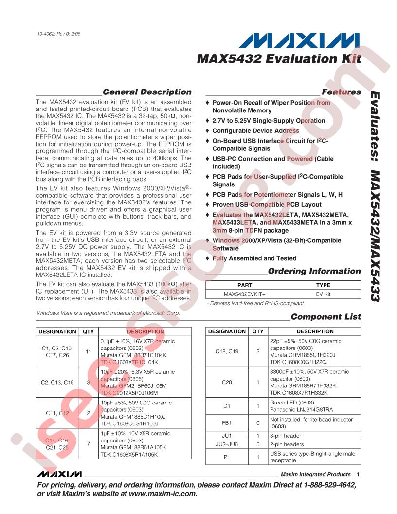 MAX5432 Eval Kit