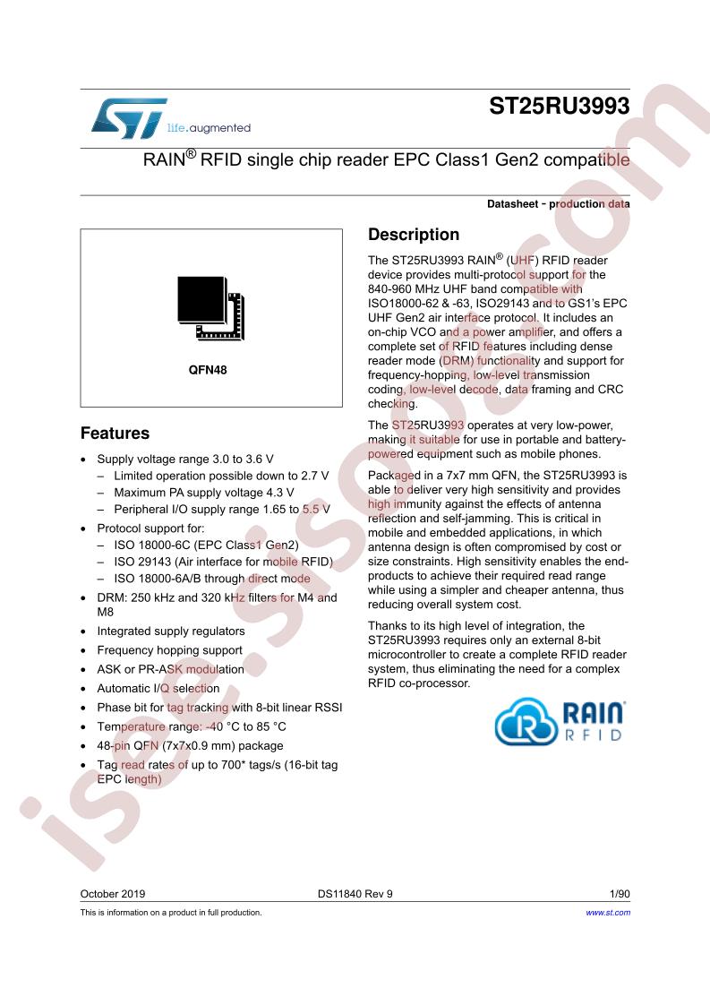 ST25RU3993 Datasheet