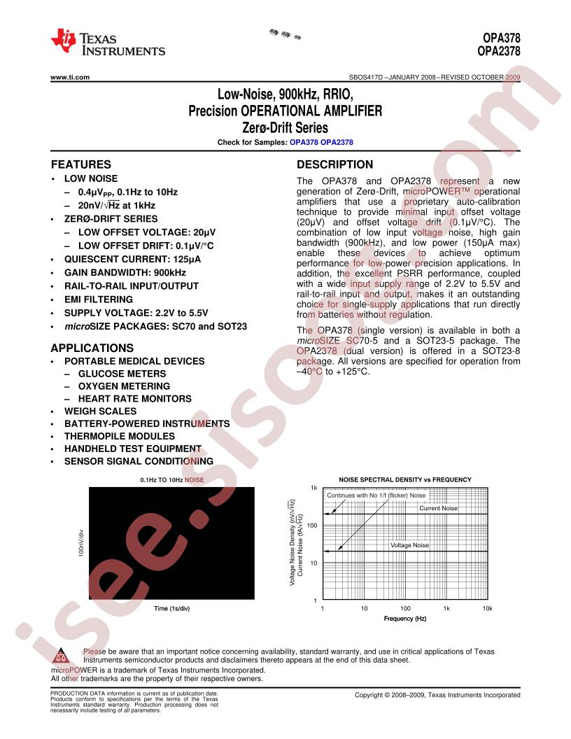 OPA378, 2378 Datasheet