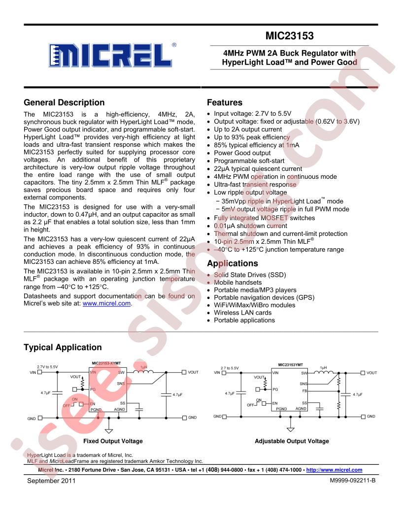 MIC23153 Datasheet