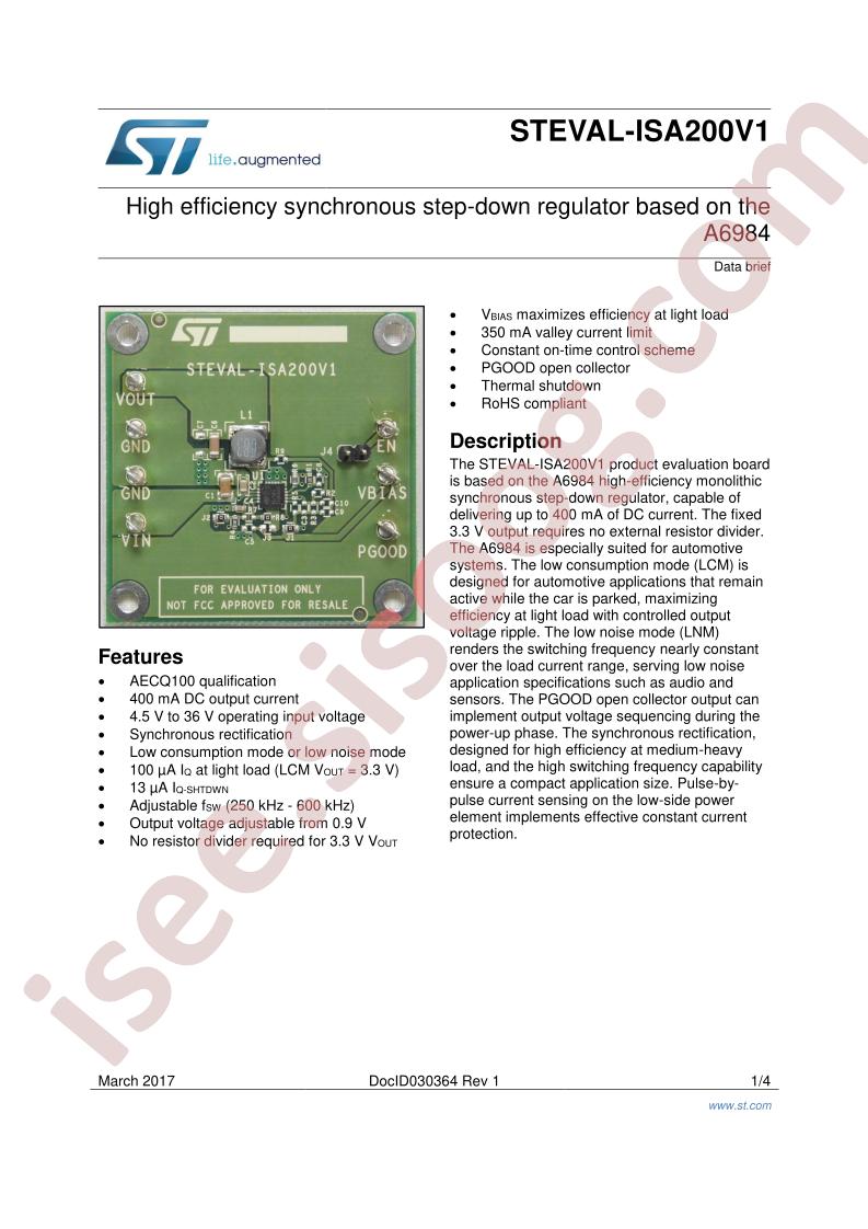 STEVAL-ISA200V1 Brief