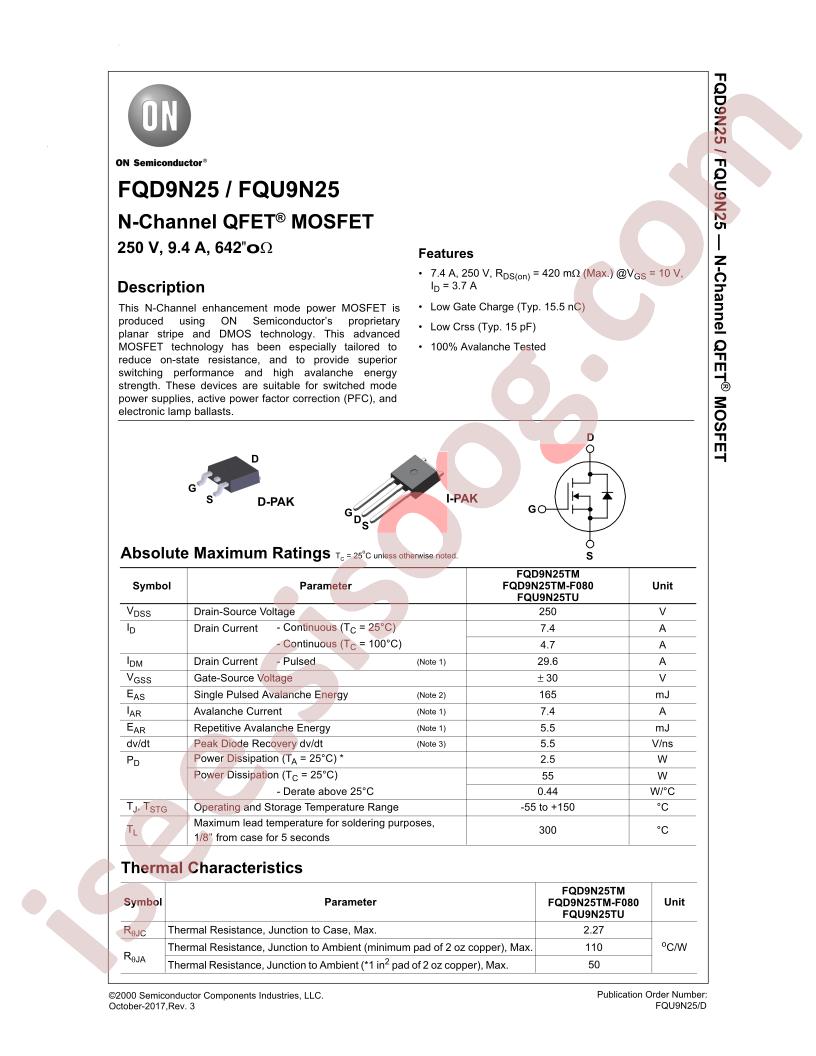 FQD9N25, FQU9N25