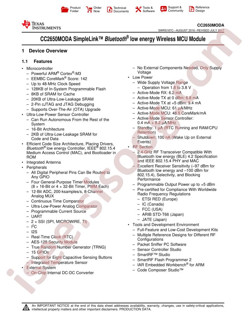 CC2650MODA Datasheet