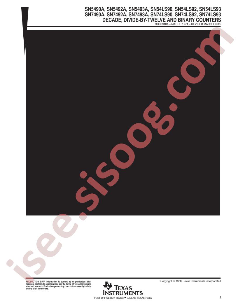 SN54/7490A/92A-93A, SN54/74LS90/92-93