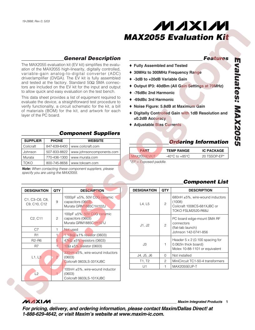 MAX2055 Eval Kit