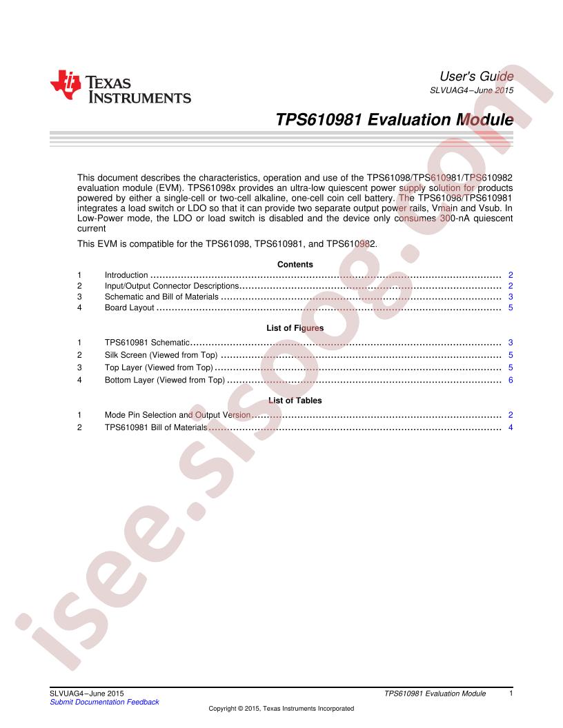 TPS610981EVM-674 User Guide