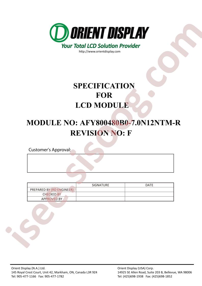 AFY800480B0-7.0N12NTM-R Spec