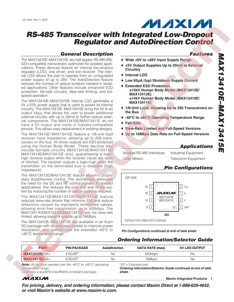 MAX13410/15E Datasheet