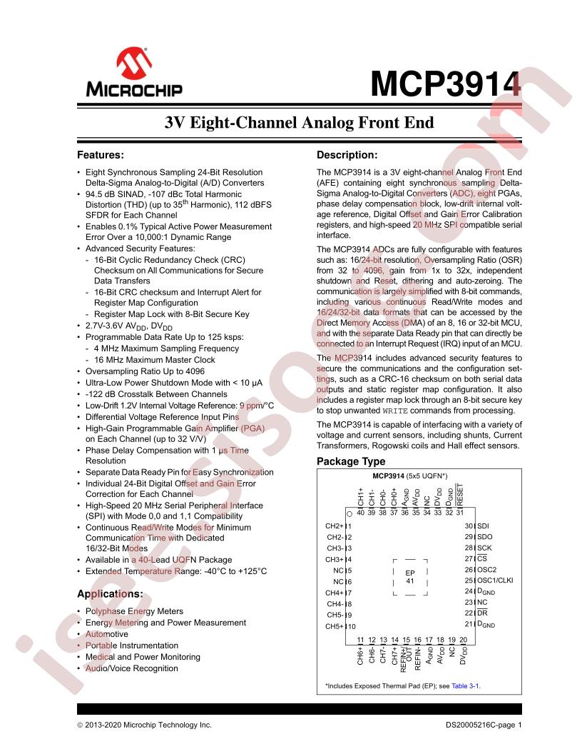 MCP3914 Datasheet