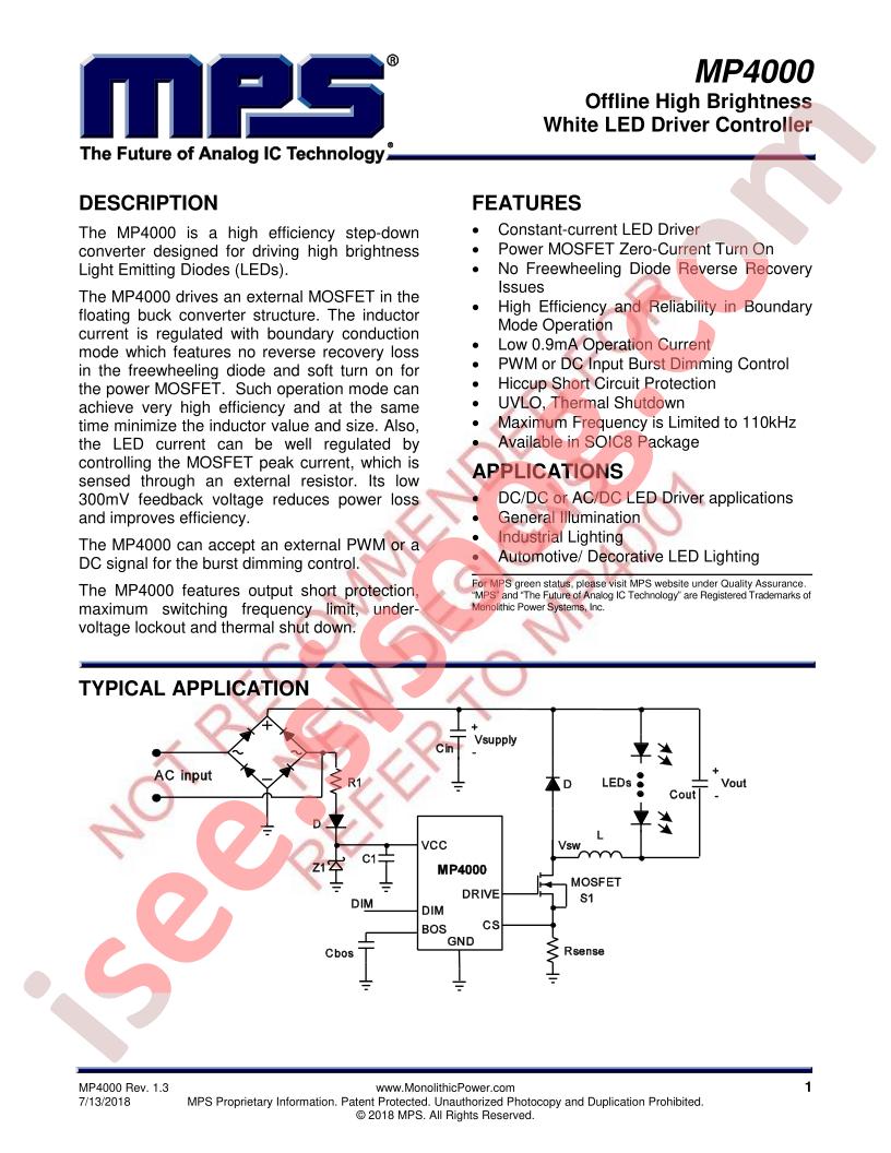 MP4000 Datasheet