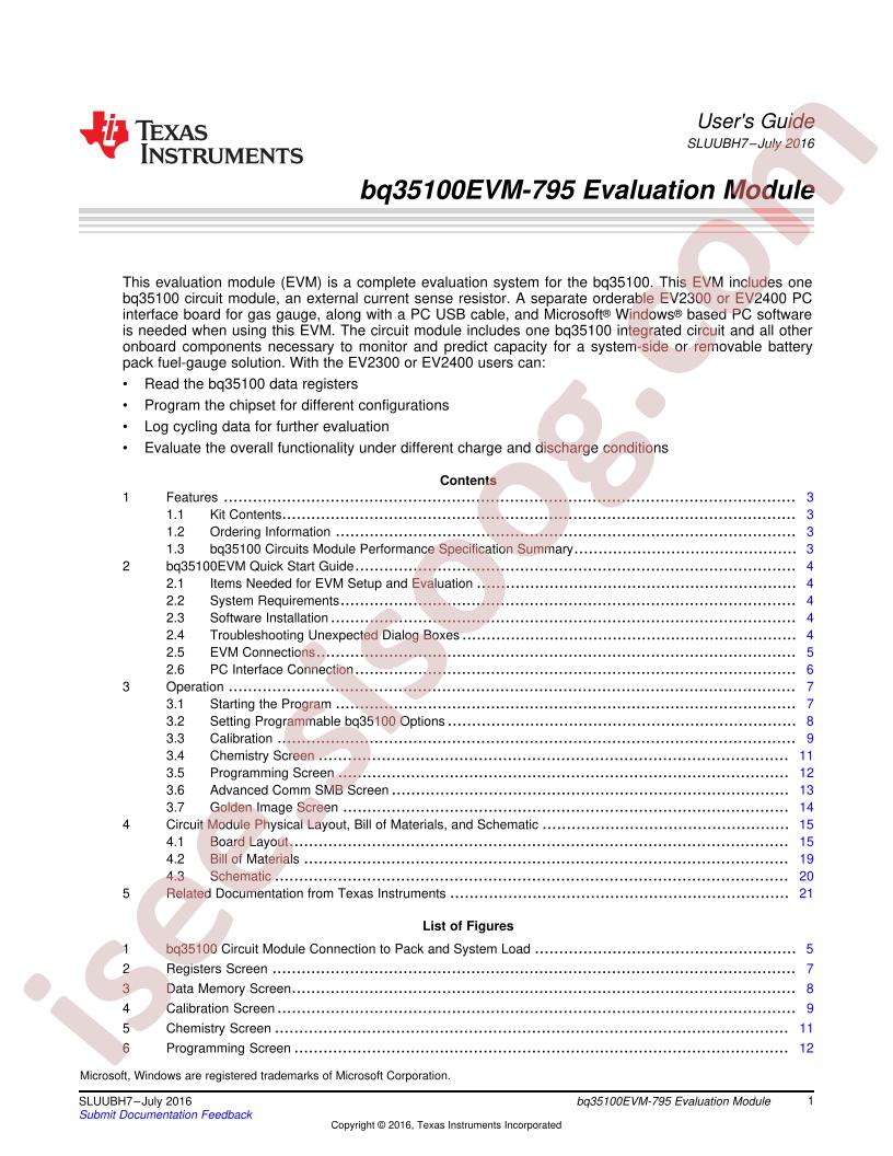 BQ35100EVM-795 User Guide