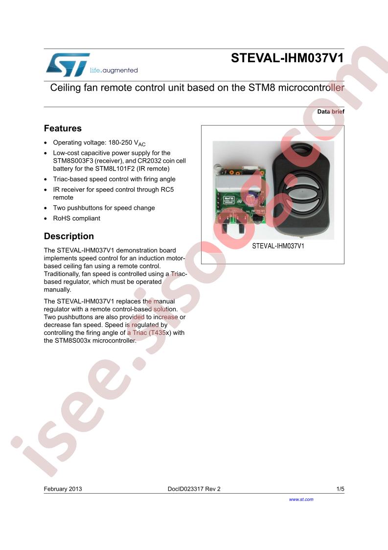 STEVAL-IHM037V1 Data Brief