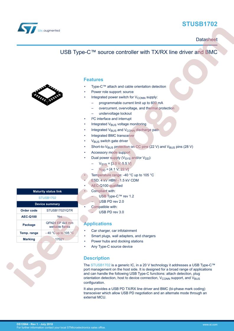 STUSB1702 Datasheet