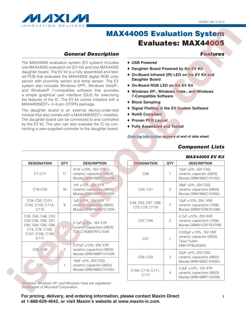 MAX44005EVSYS#