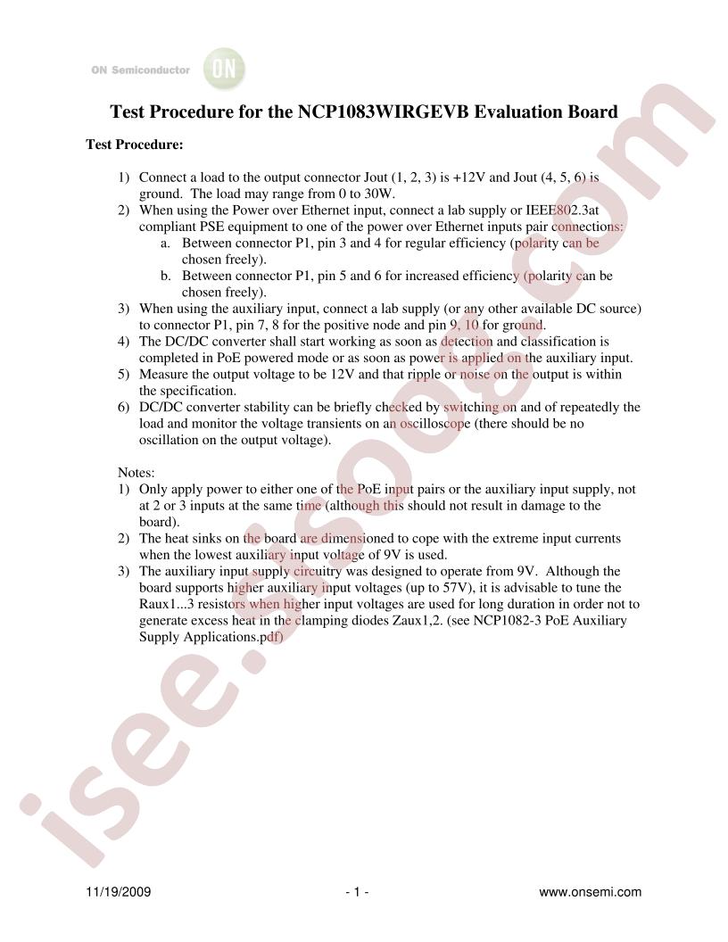 NCP1083WIRGEVB Test Procedure