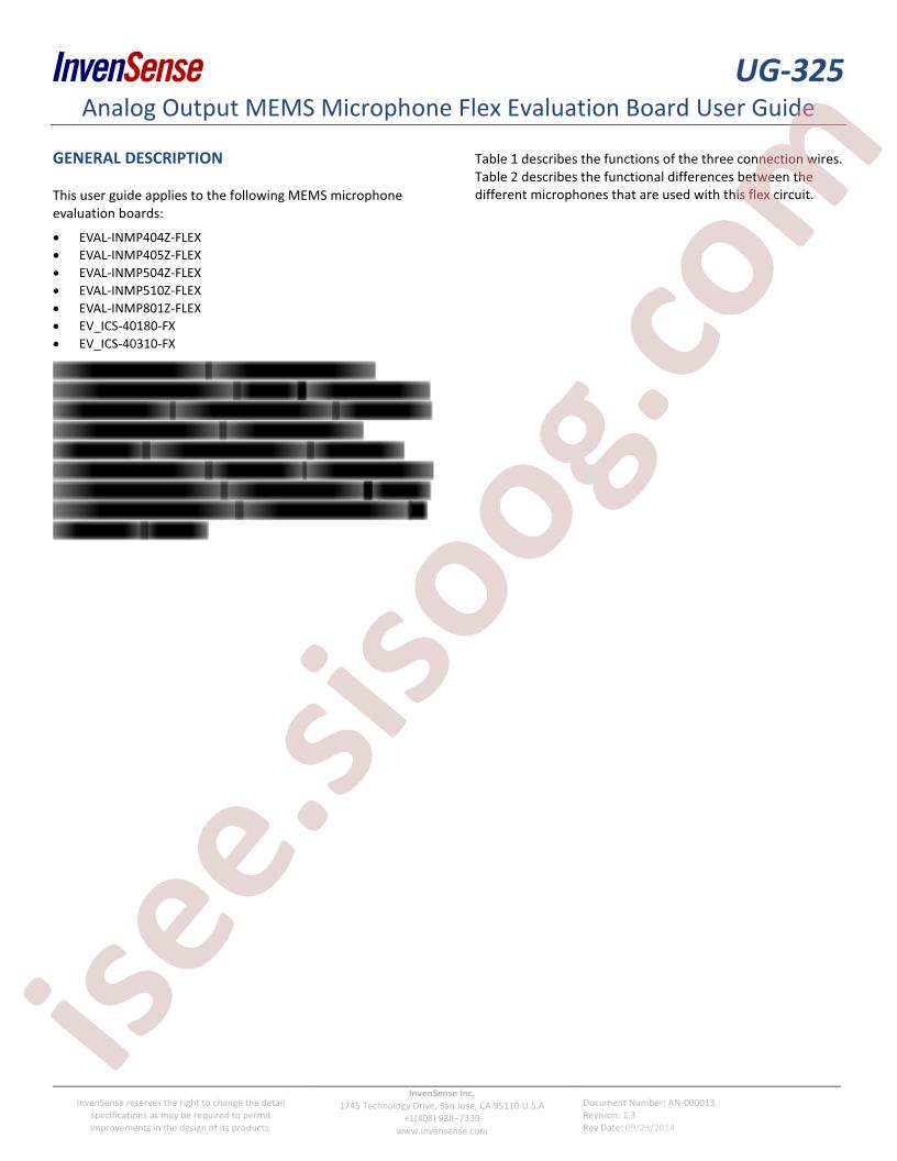 Analog Output MEMS Microphone Flex EVM Guide