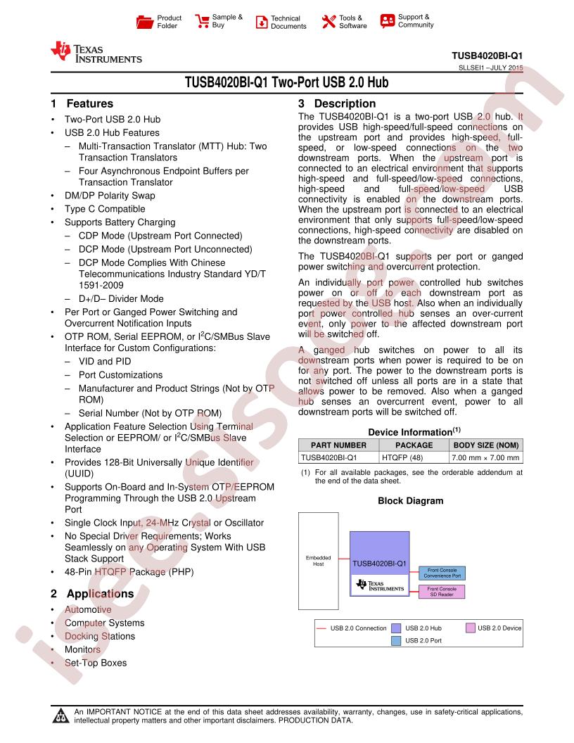 TUSB4020BI-Q1 Datasheet