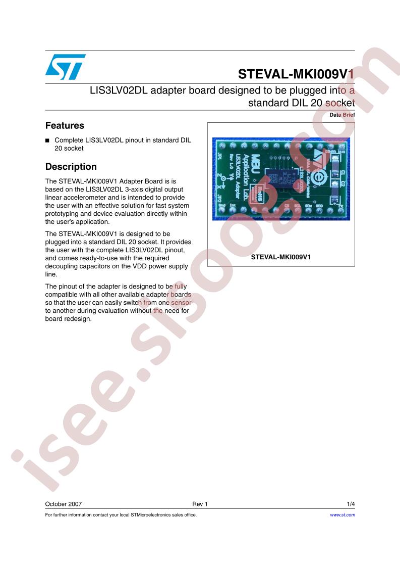 STEVAL-MKI009V1 Data Brief