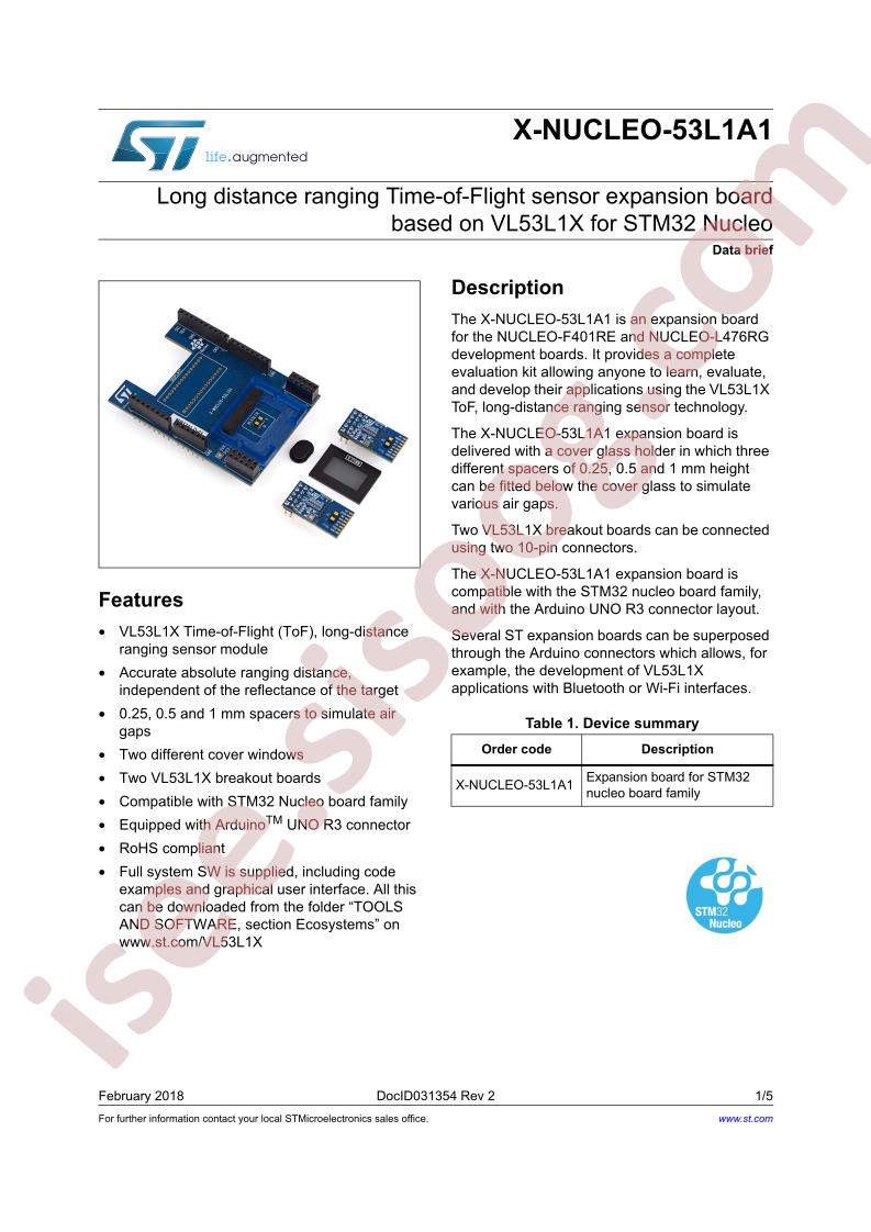 X-NUCLEO-53L1A1 Brief