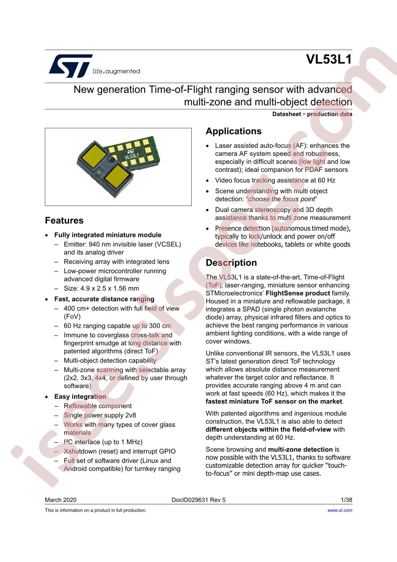 VL53L1 Datasheet