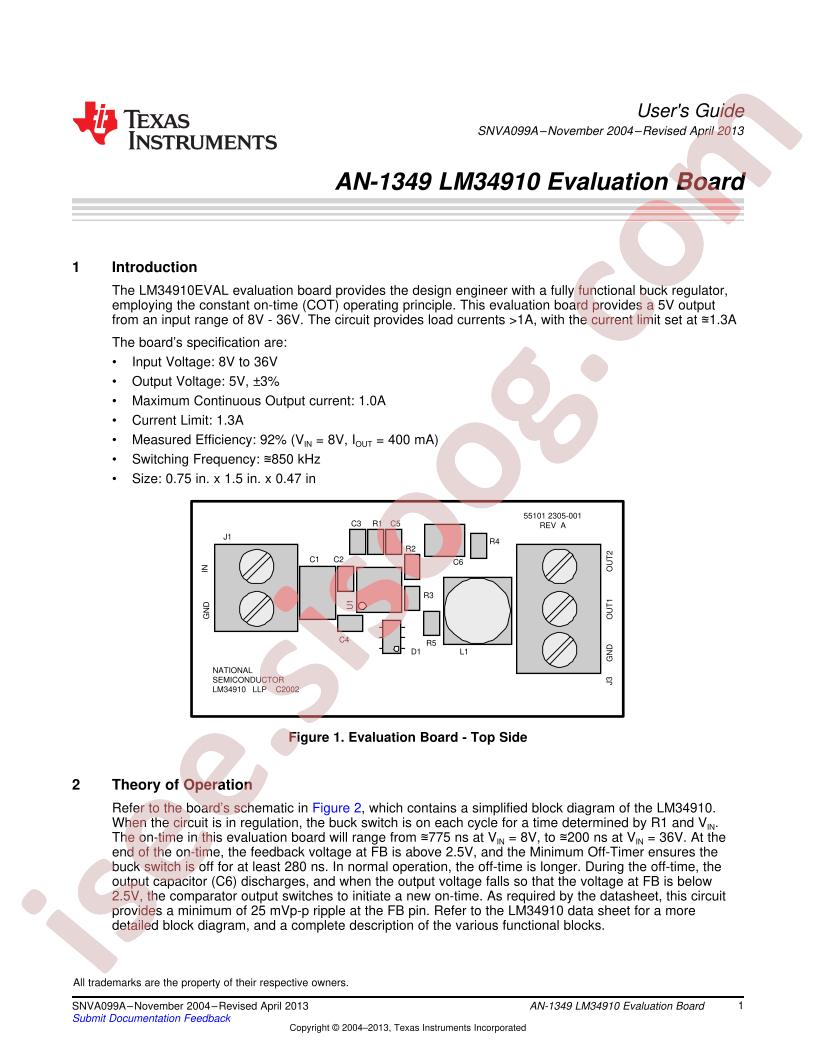 LM34910 Eval Board AppNote