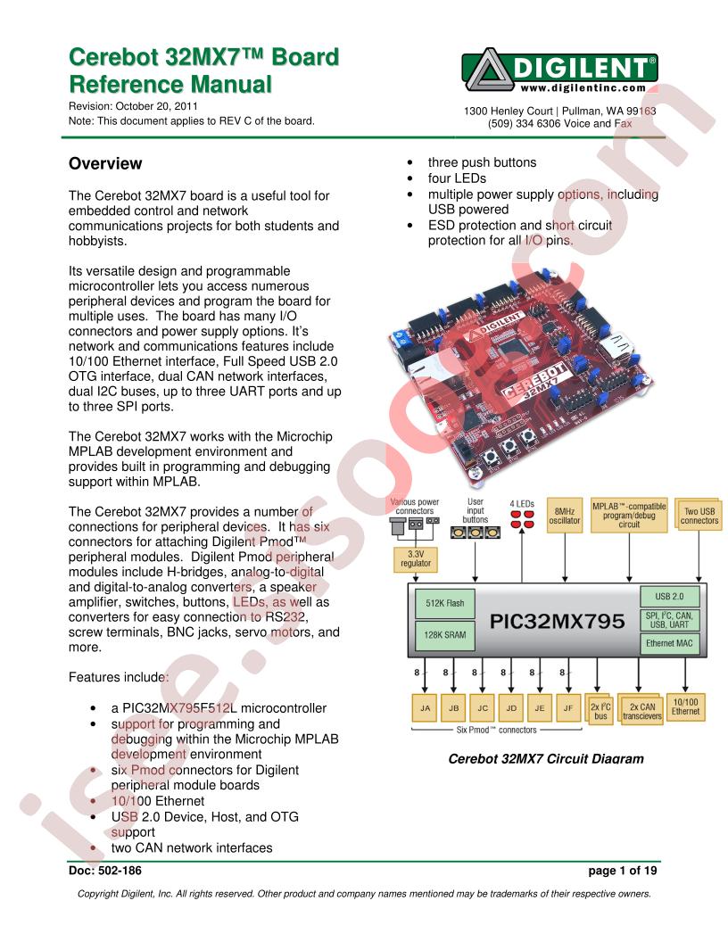 Cerebot 32MX7 Brd Manual