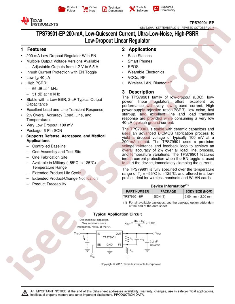 TPS79901-EP Datasheet