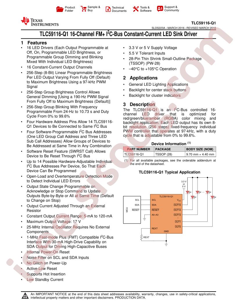TLC59116-Q1 Datasheet