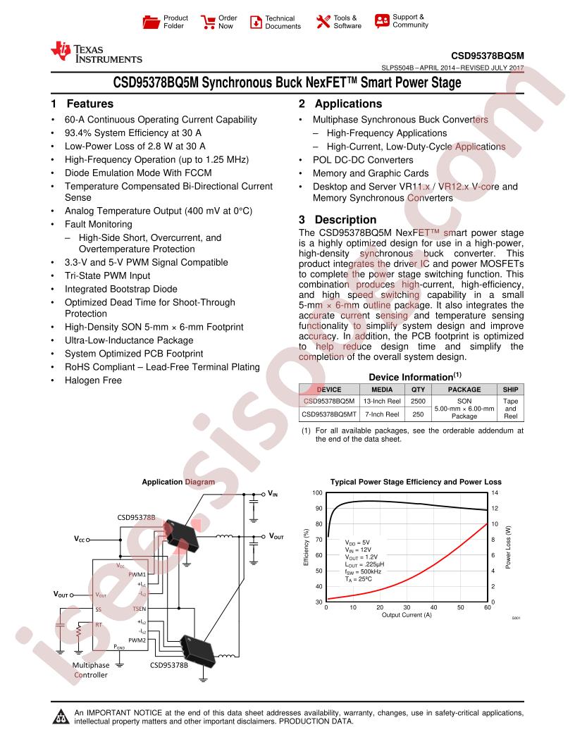 CSD95378BQ5M Datasheet