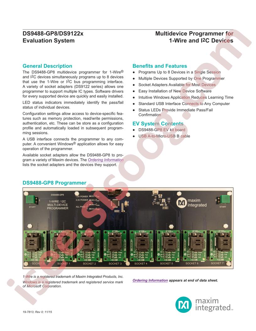 DS9488-GP8/DS9122x Evaluation System