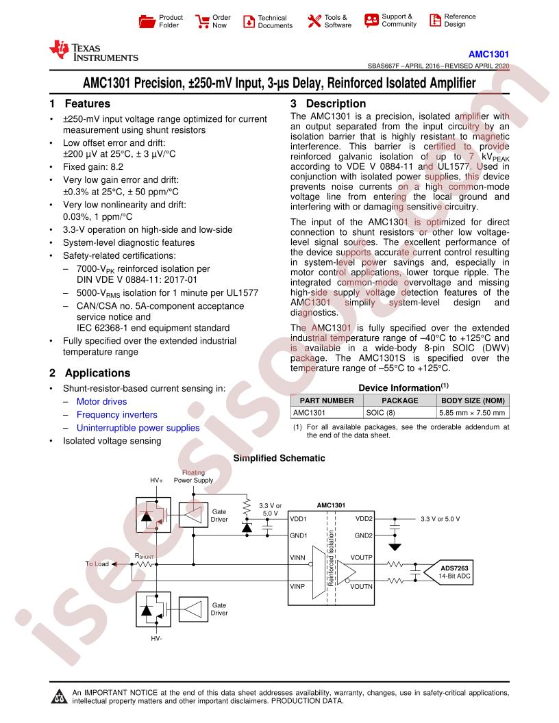 AMC1301 Datasheet