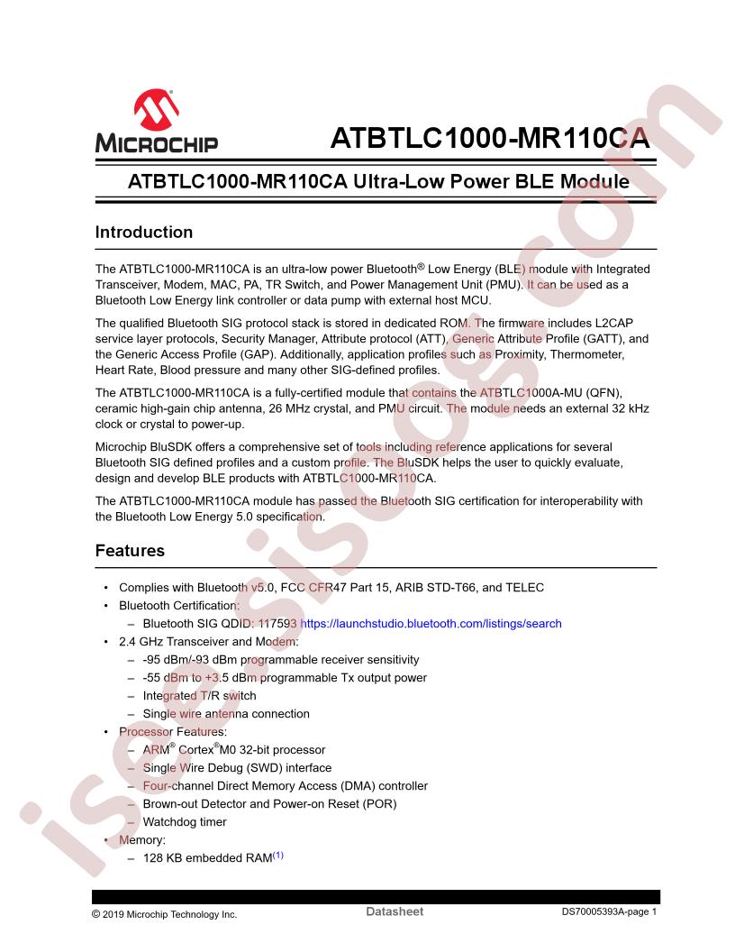 ATBTLC1000-MR110CA Datasheet