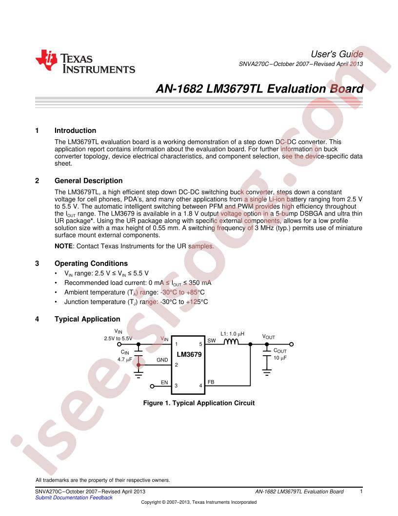 LM3679TL Eval Board AppNote